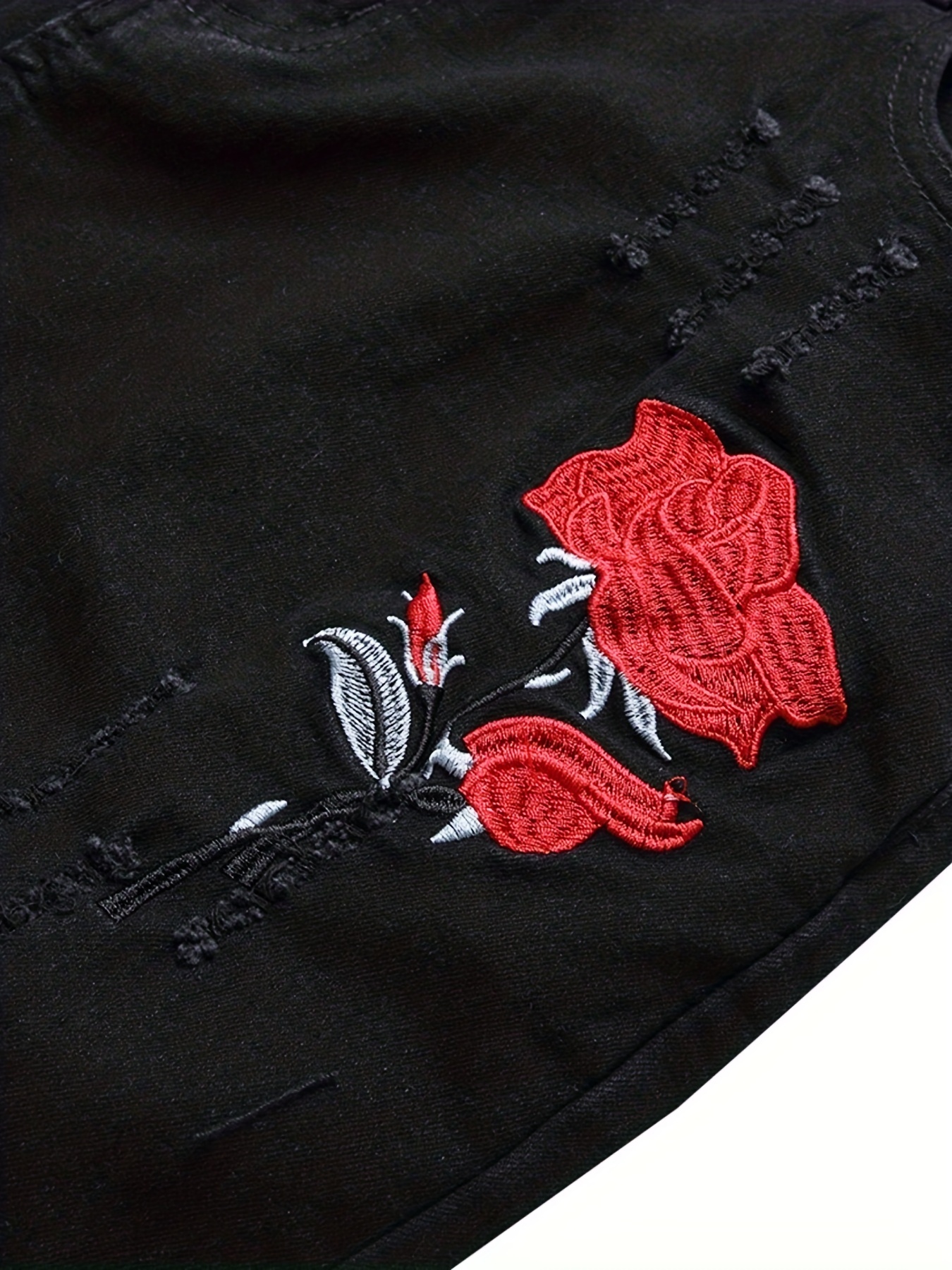 Mens rose sales embroidered jeans