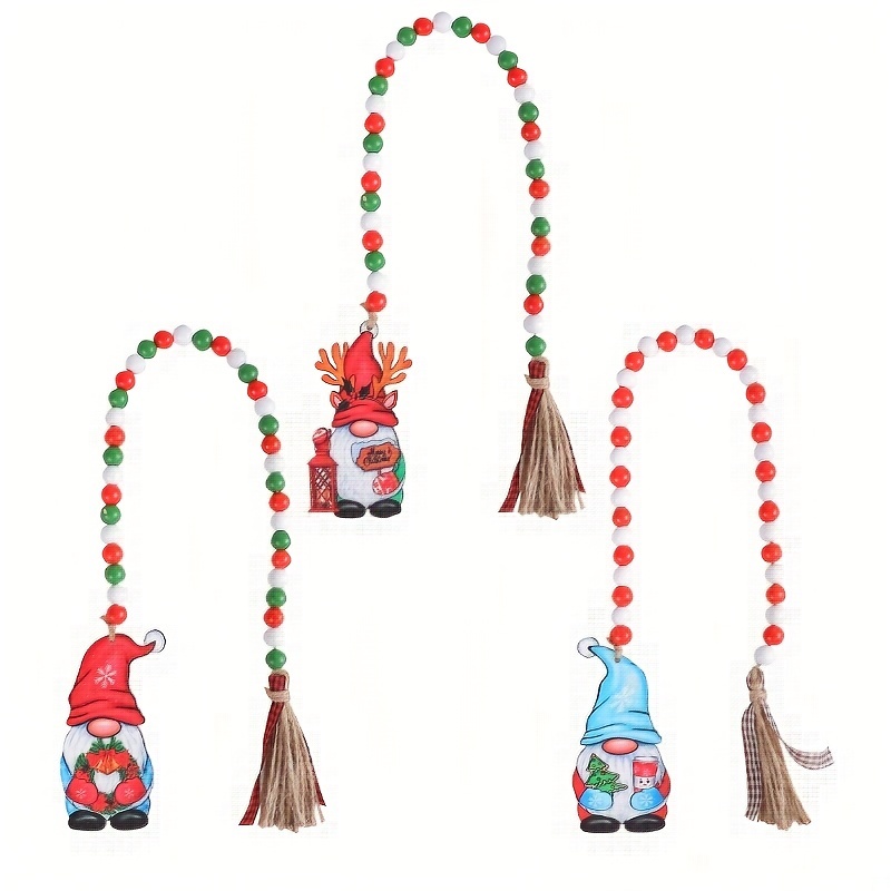 Christmas Hemp Rope Tassel Wooden Beads Red Christmas Tree - Temu