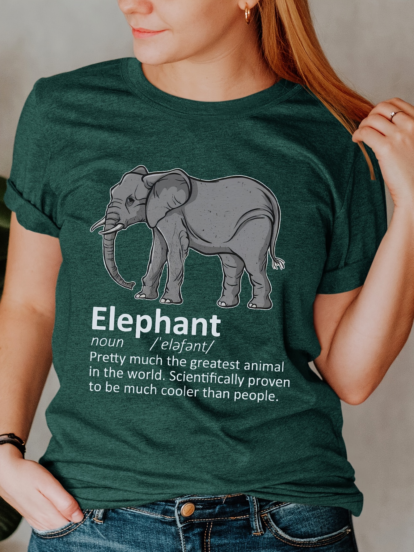 Plus Size Elephant Print T shirt Short Sleeve Crew Neck - Temu