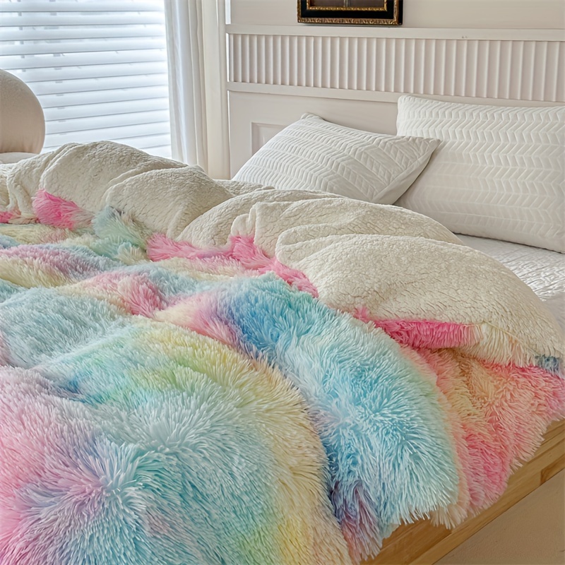 Mink Fleece Sherpa Blanket Thick Plush Quilt Colorful Super Temu