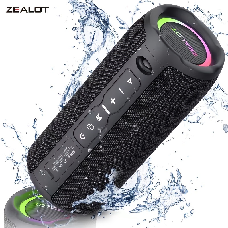 ZEALOT Altavoz Bluetooth, altavoces de 80 W con doble emparejamiento,  altavoces Bluetooth inalámbricos, altavoz impermeable IPX7 con batería  grande de