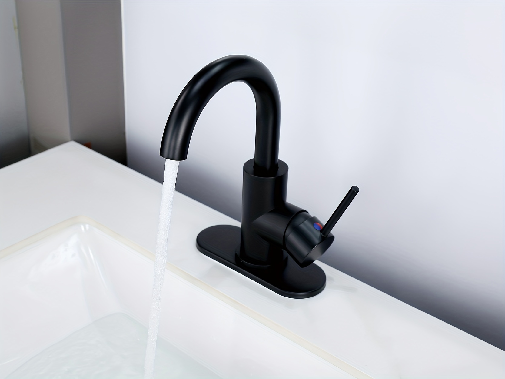 Single Handle Hot Cold Water Bathroom Faucet Matte Black - Temu