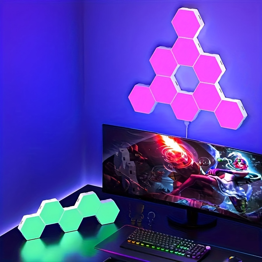 Led Light Rgb Gaming Hexagon, Bedroom Gaming Room Setup