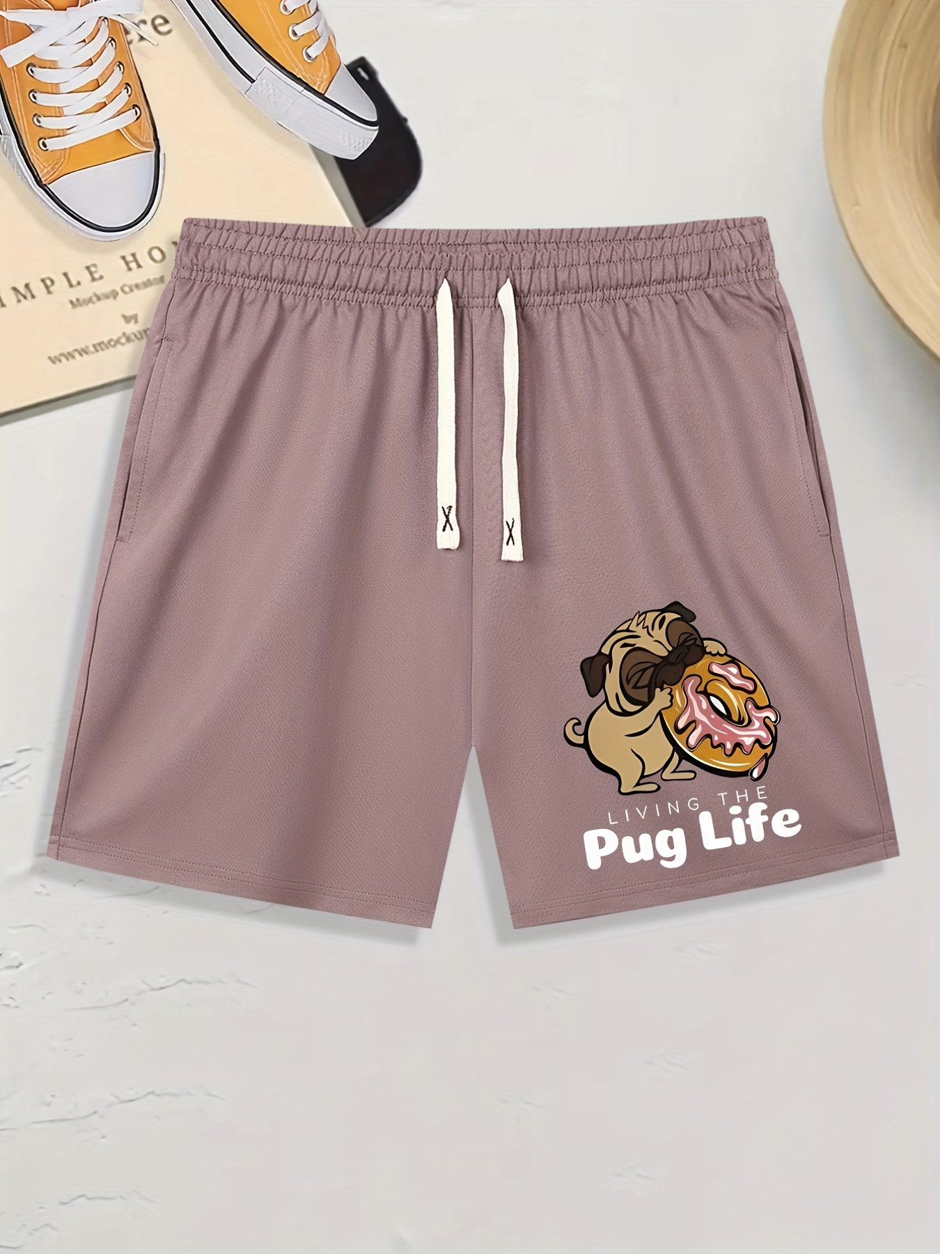 Pug Life''プリントショーツ メンズコンフォートルーズドロー