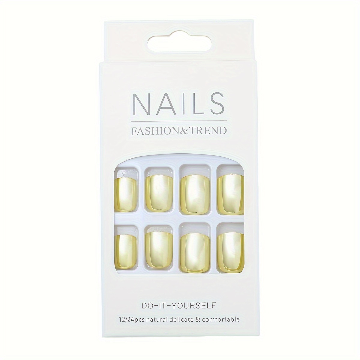 shiny punk style metallic golden on false nails chrome nails metal plating acrylic short reflective art tip details 3