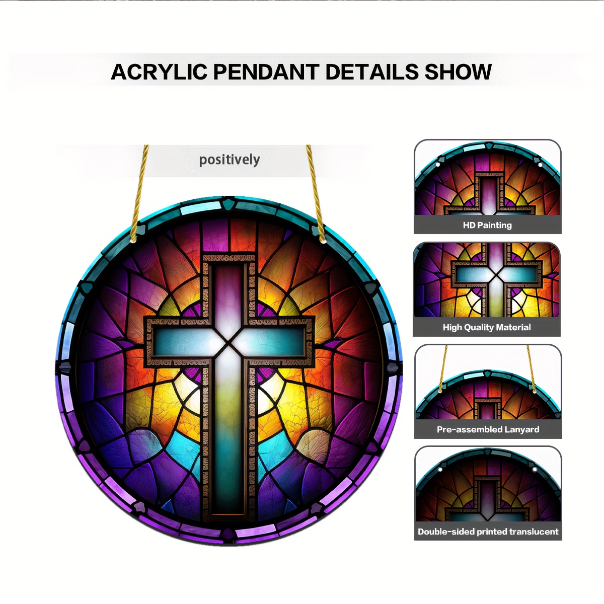 Stained Window Hanging Christian Suncatcher Holy - Temu Canada