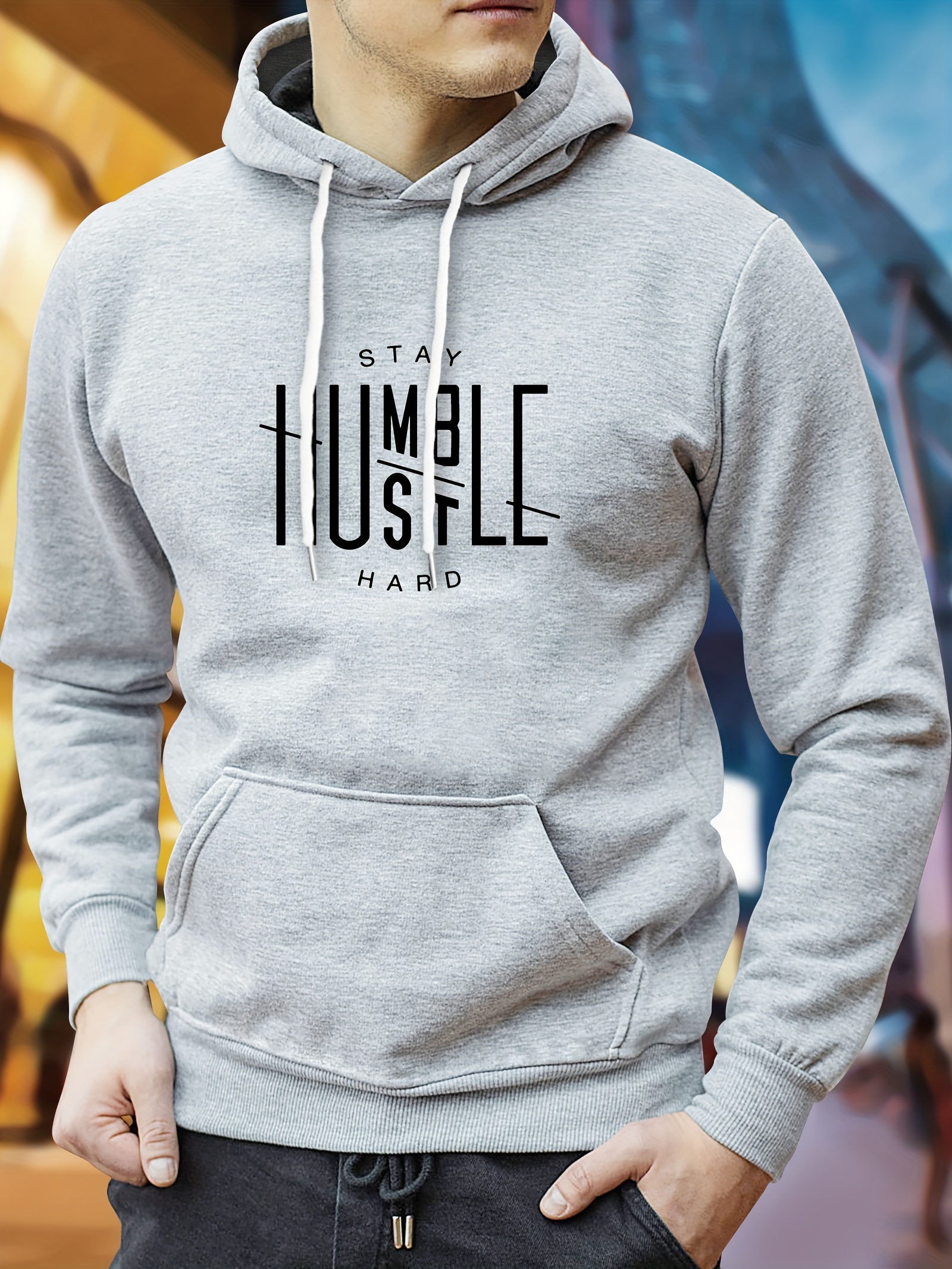 Stay Humble & Hustle Print Hoodie, Cool Hoodies For Men, Men's Casual  Graphic Design Pullover Hooded Sweatshirt With Kangaroo Pocket Streetwear  For Winter Fall, As Gifts - Temu New Zealand