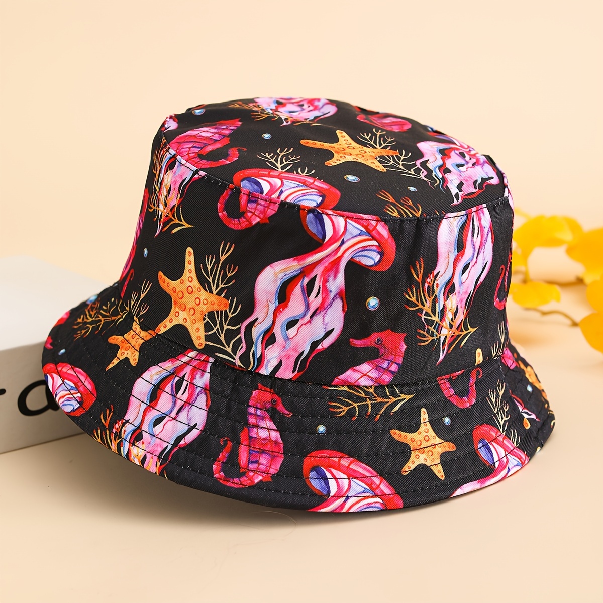 1pc Mushroom Print Bucket Hat Fishing Cap Reversible Packable Sun Hats For  Women Men