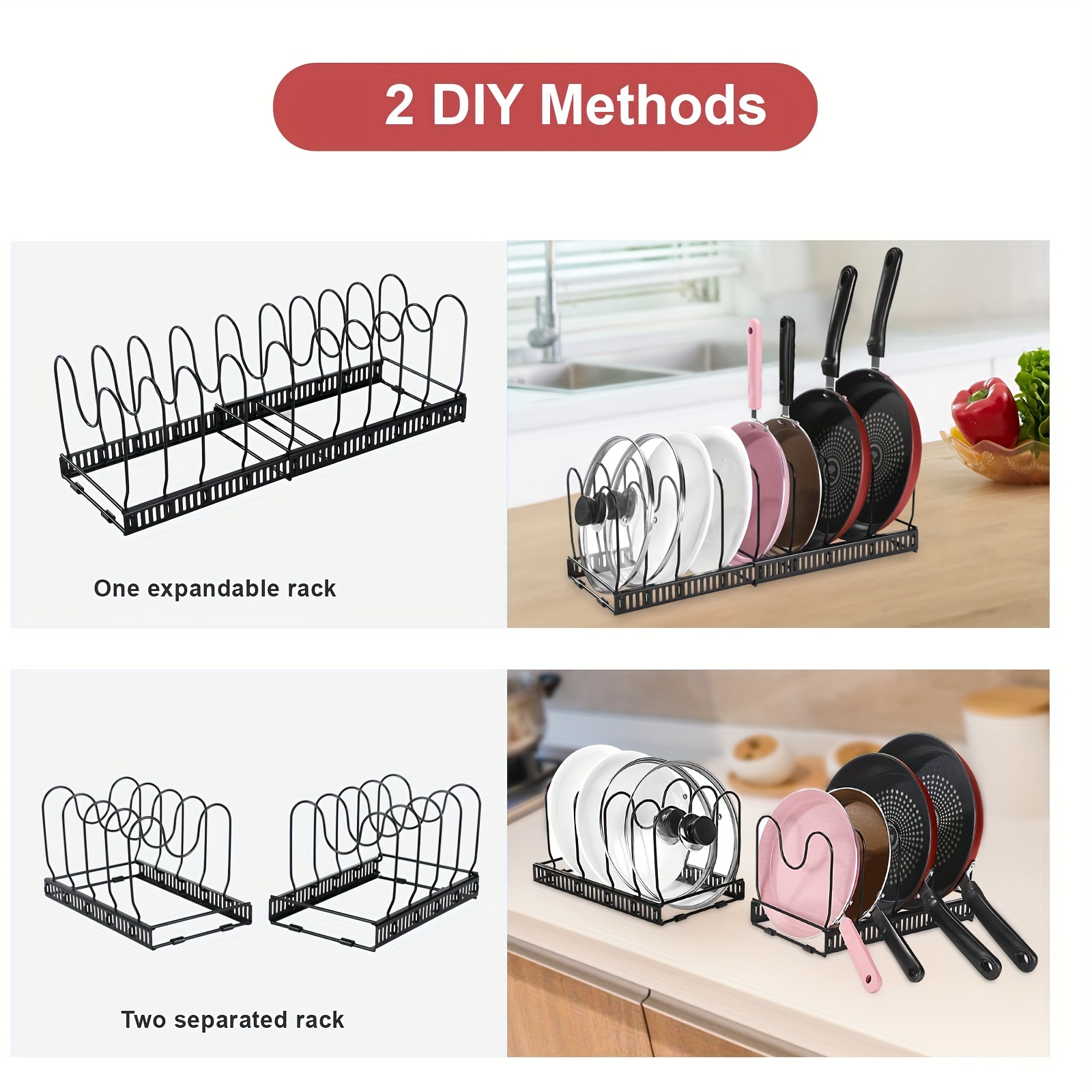 1pc Expandable Kitchen Rack with Iron Cutting Board Holder and