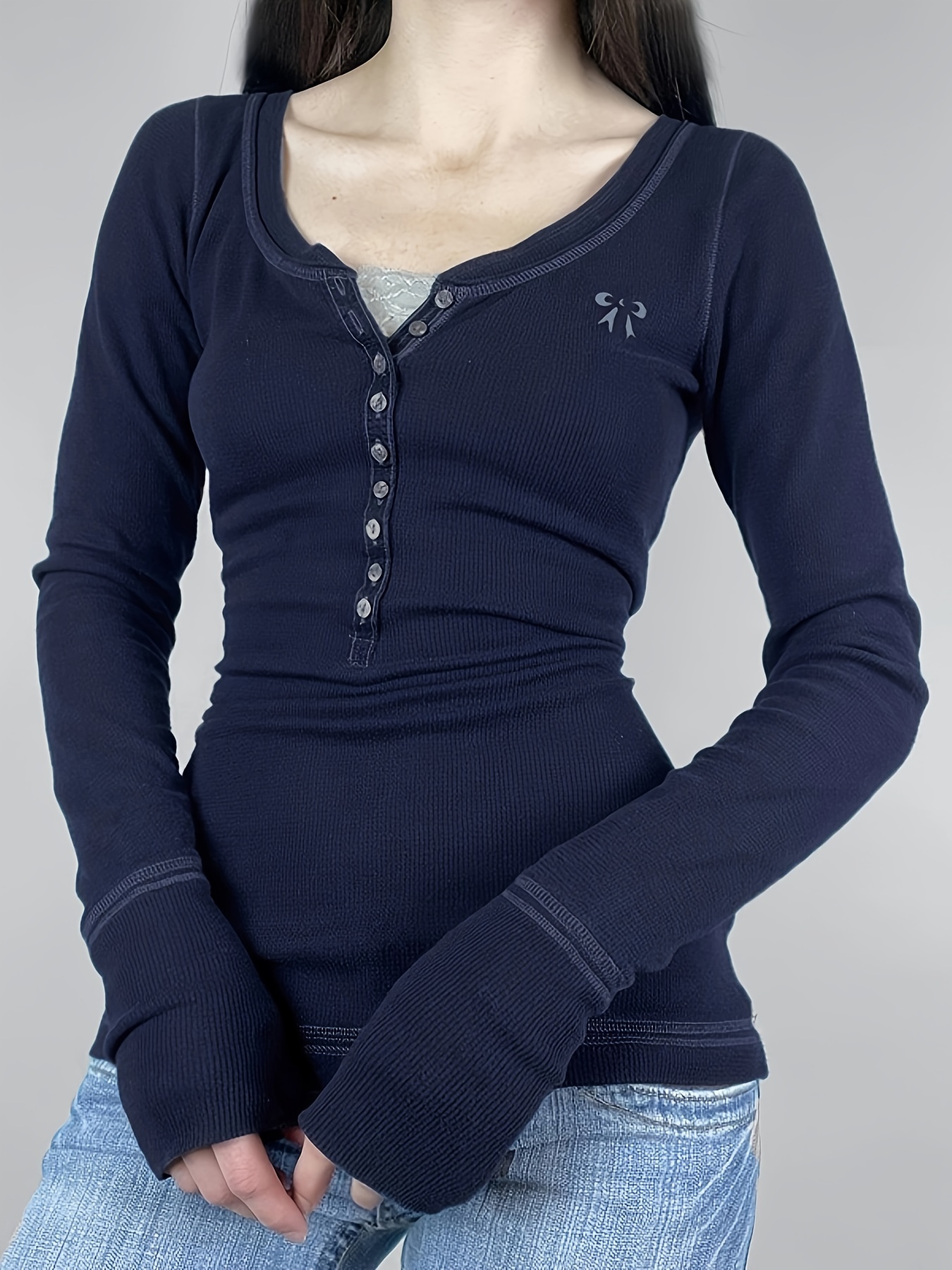 Top Stitching Lace Splicing T shirt Casual Long Sleeve - Temu