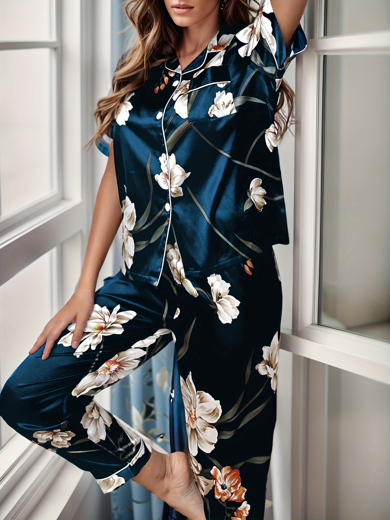Silk floral print Pajama set