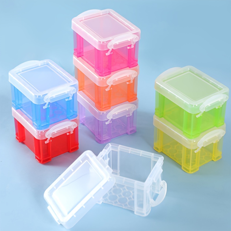 8 color Translucent Storage Box Small Plastic Boxes With Lid - Temu