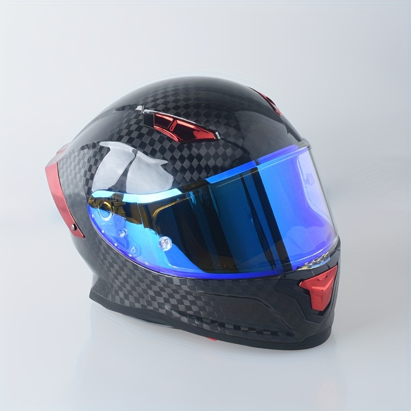 Motorcycle Helmet 12K Carbon Fiber Bright Face Aurora Red, 52% OFF