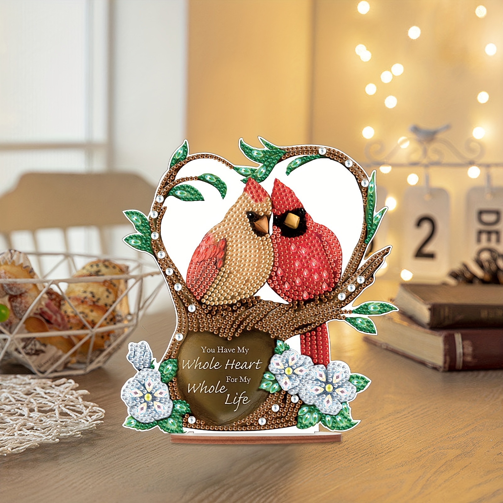 Christmas Bird With Love Wreath Decorative Table Top Diamond - Temu