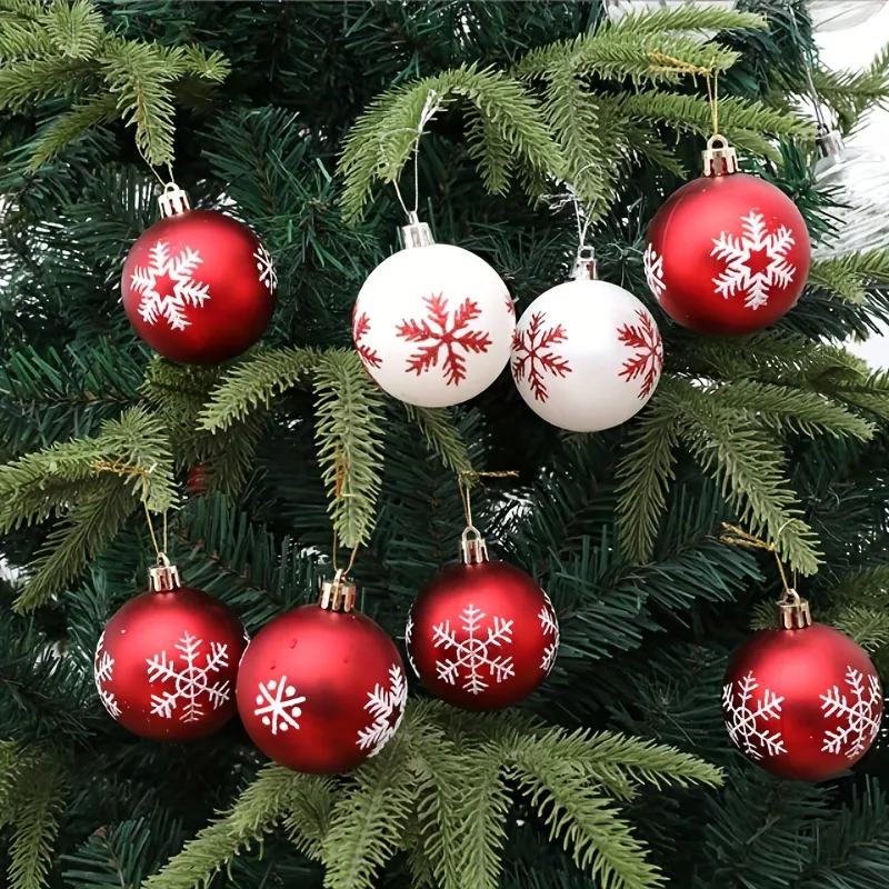 12個 プラスチッククリスマスデコレーション クリスマスツリーデコレーション 6cm/2.36インチ スノーフレークペイントクリスマスボール  ホリデーハンギングボール 結婚式 パーティーデコレーション ホーム・キッチン Temu Japan