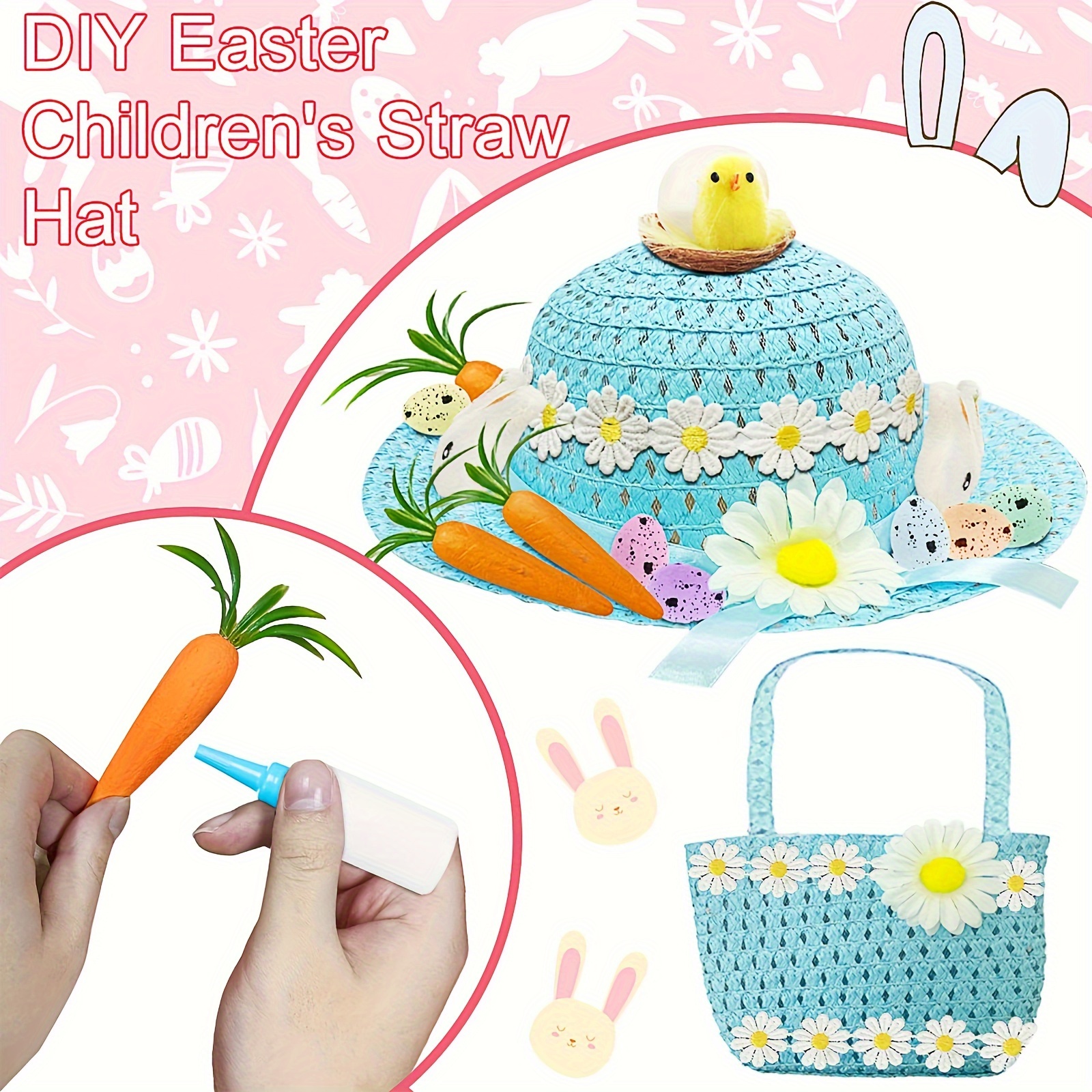 7pcs easter hat ornaments easter hat kit make easter craft Temu - Main Image
