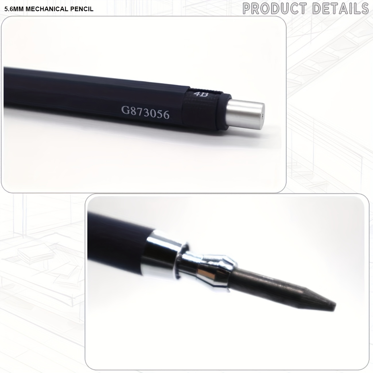 6 Pcs Mechanical Pencil 5.6mm Metal Pencil Automatic Sketch Pencils For  Drawing