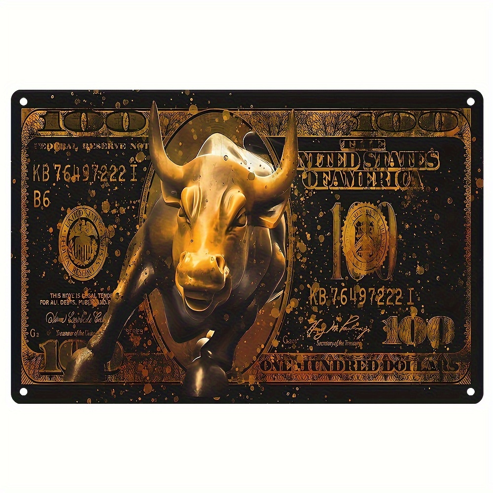 1pc Goldener Aufladebulle Wall Street Kerzenbörsenkunstdruck - Temu Germany