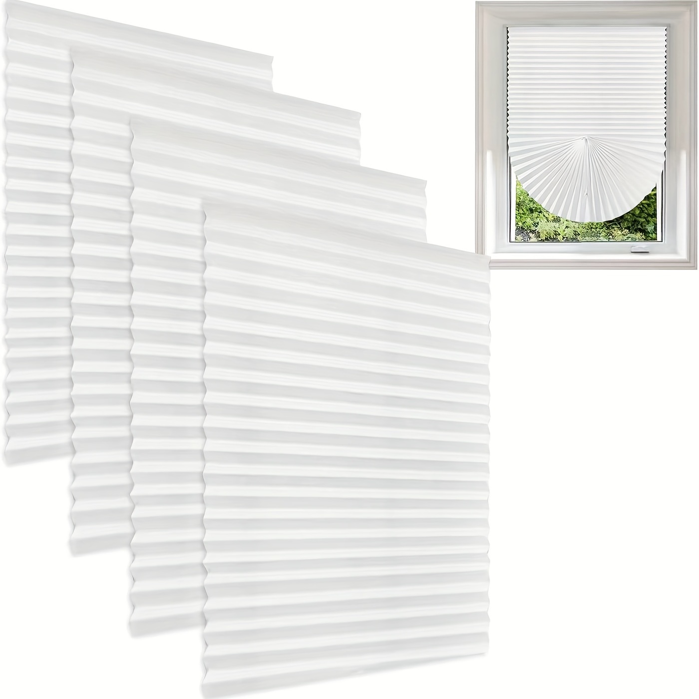 1pc Pleated Fabric Shades No Tools Temporary Window Blinds