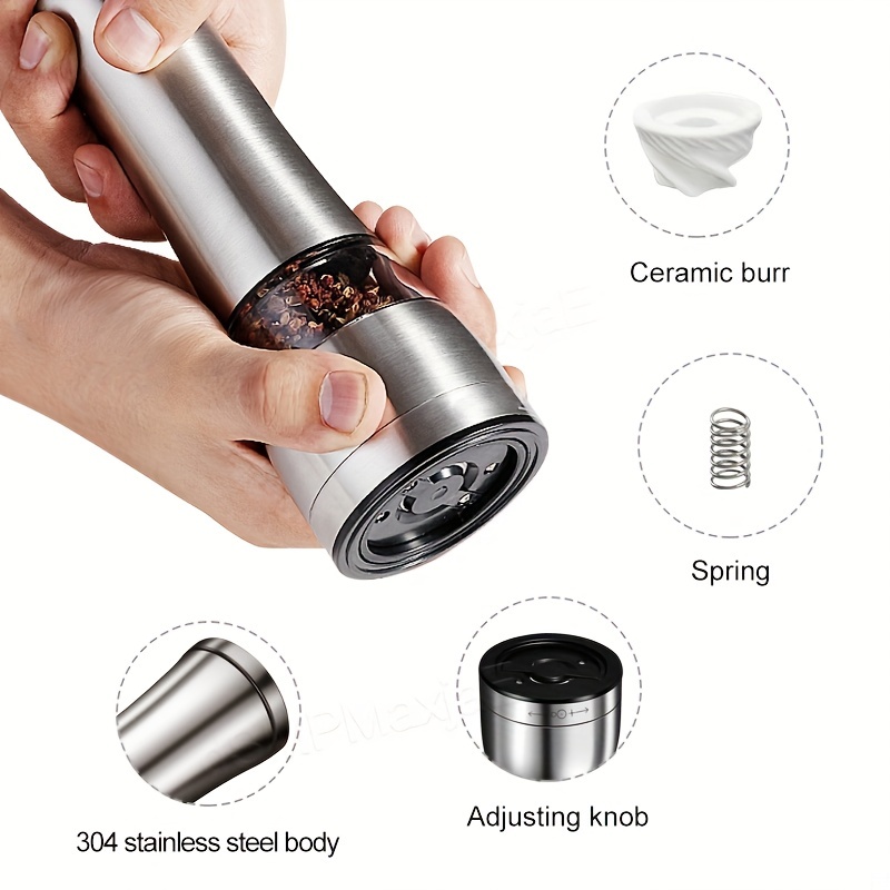 Electric Spice Grinder, 1 Manual Stainless Steel Salt Pepper Mill