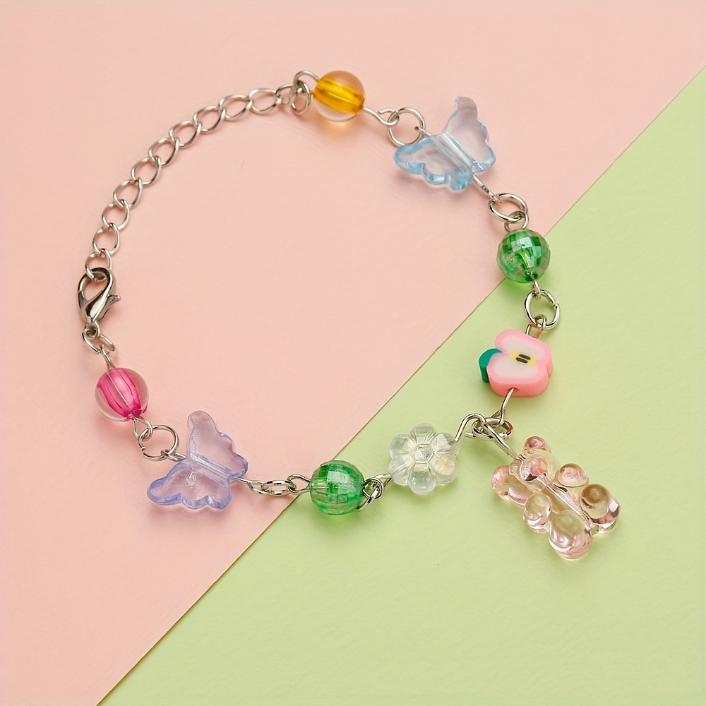 1pc Colorful and Cute Y2K Gummy Bear Decor Bracelet, Stylish Bracelet for Girls, Holiday Gift for Bestie,Temu