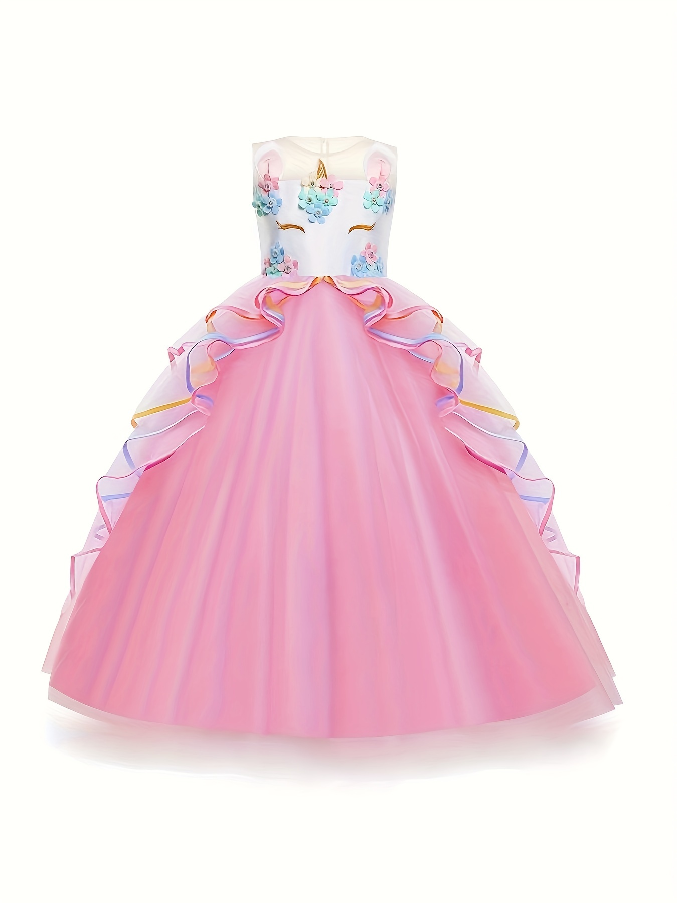 Vestido de verão unicórnio para bebês, lantejoulas arco-íris, vestido de  princesa bonito, presente de aniversário