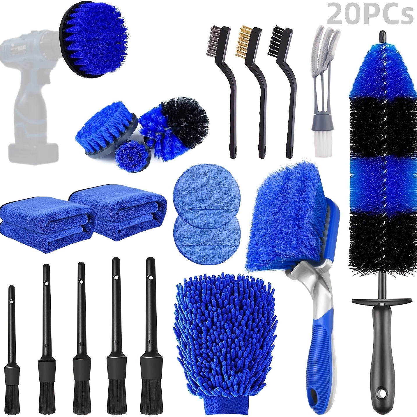 Carevas 26 PCS Drill Brush Attachments Car Detailing Brush Kit, for Auto  Exterior and Interior Sponges Detailing Brushes Mitt Air Vent Brush 