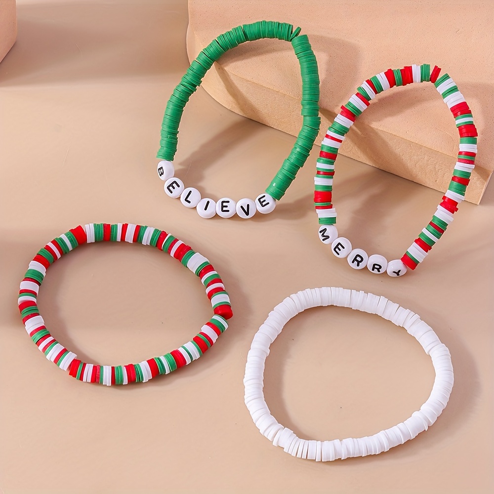 Colorful Soft Clay Beads Beaded Bracelet Set Stackable Hand - Temu