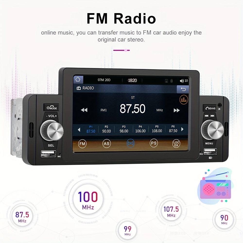 Autoradio 1 DIN 5 avec CarPlay et Android Auto – Autoradioplaza