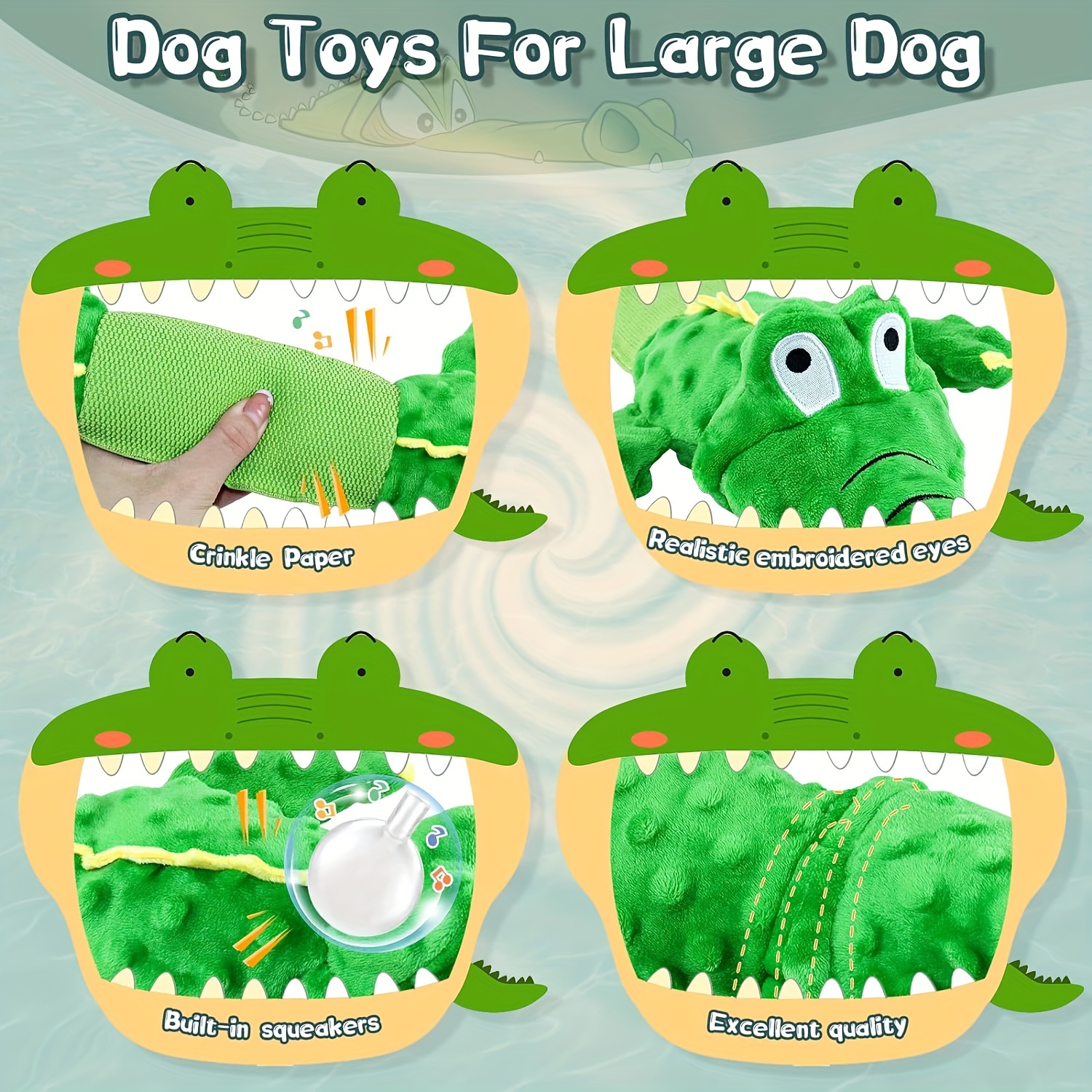 Super Large Dog Toys - Durable Stuffed Squeaky Dog Toys - Plush Crocodile  Dog Chew Toys - Tug Of War Tough Interactive Dog Toys - Dog Toys Birthday  Christmas Gifts For Large Dogs - Temu