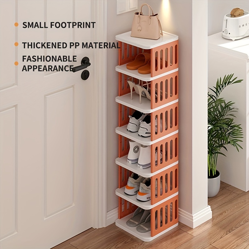 8 Tiers Shoe Rack Vertical Narrow Shoe Shelf Storage Organizer Sturdy Space  Saving Tall Narrow Shoe Rack for Entryway Closet Hallway 