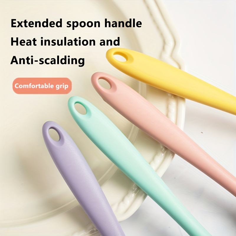 Food Grade Silicone Spoon Long Handle Dinner Spoon Drinking - Temu