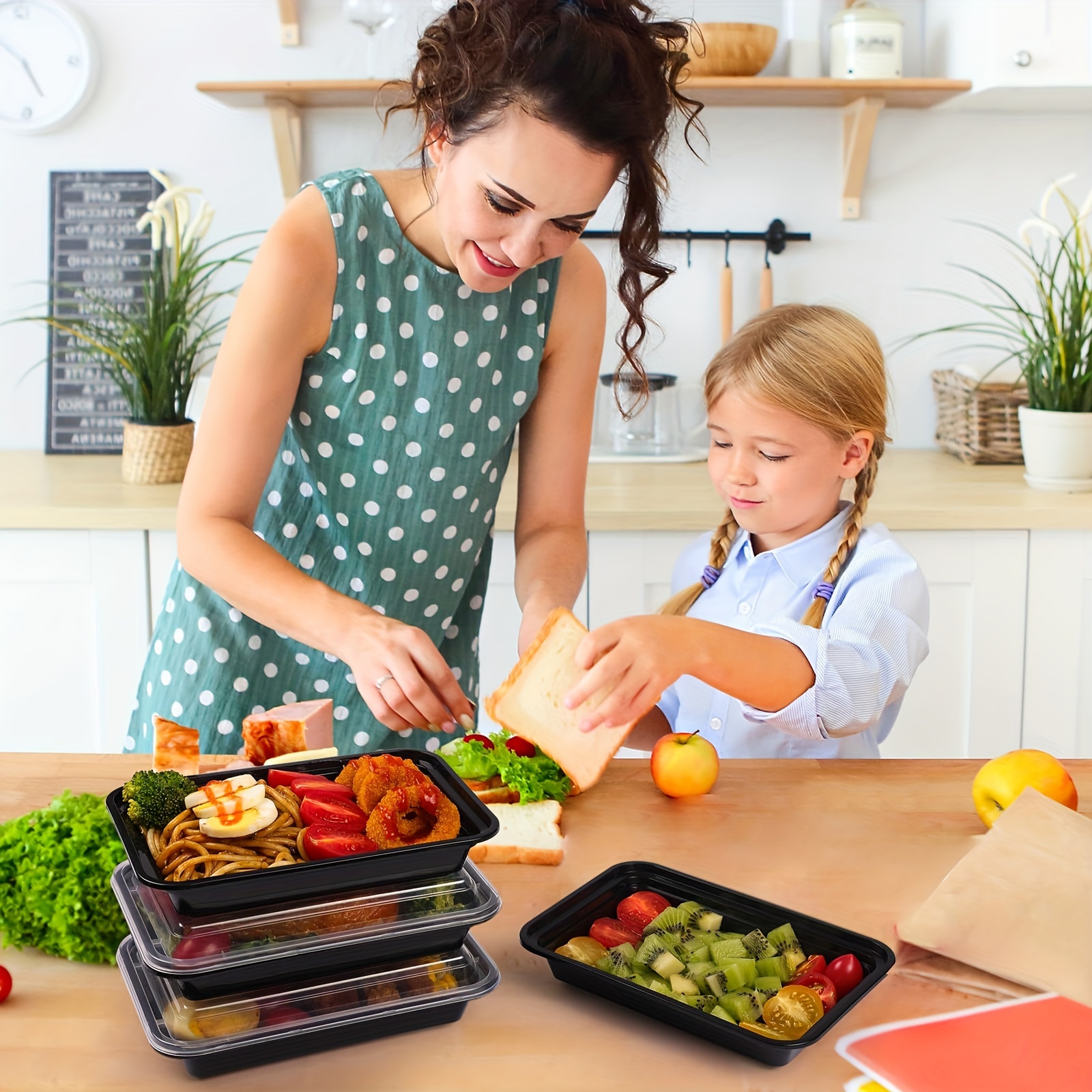 4 Compartment Detachable, Stackable, and Portion Controlled Food