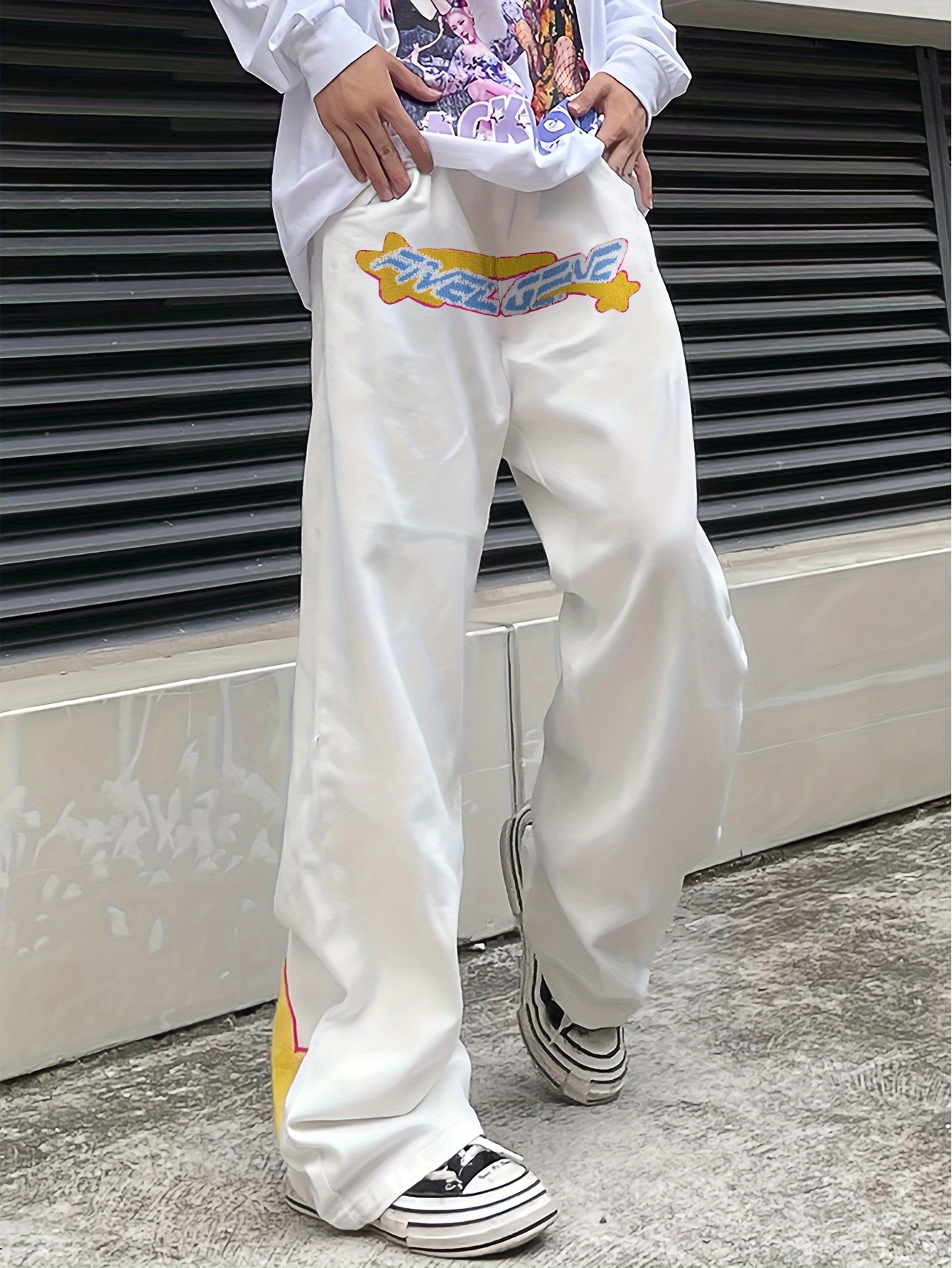 Y2k Style Bone Print Y2k Jeans Men's Casual Street Style - Temu