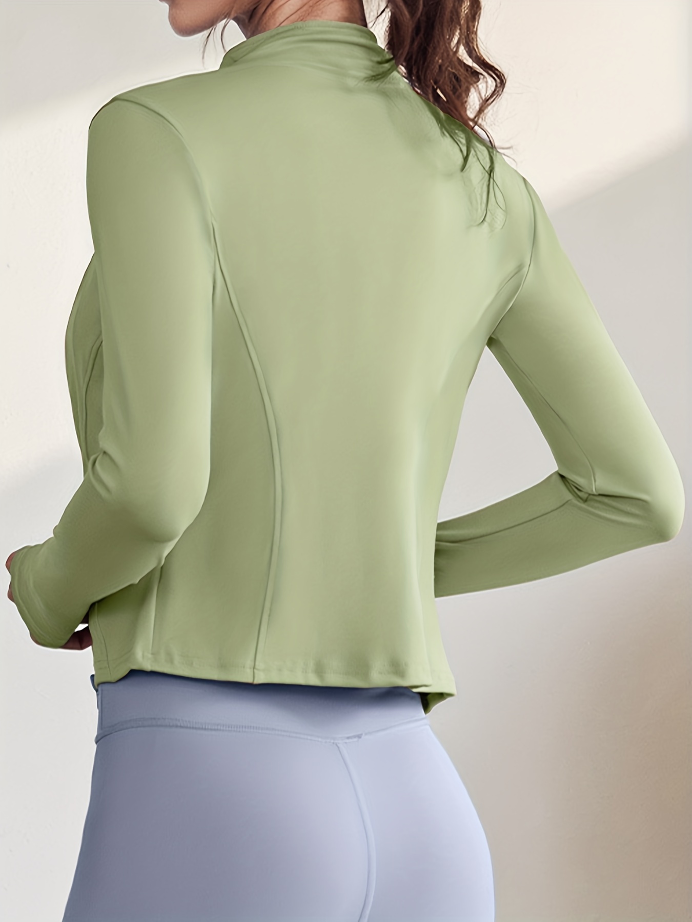 Women's Activewear: Solid Color Full Zipper Jacket Turtle - Temu