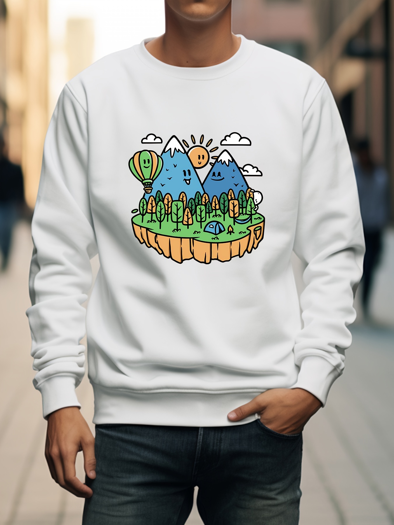 Men's landscape print casual sweatshirt new arrivals