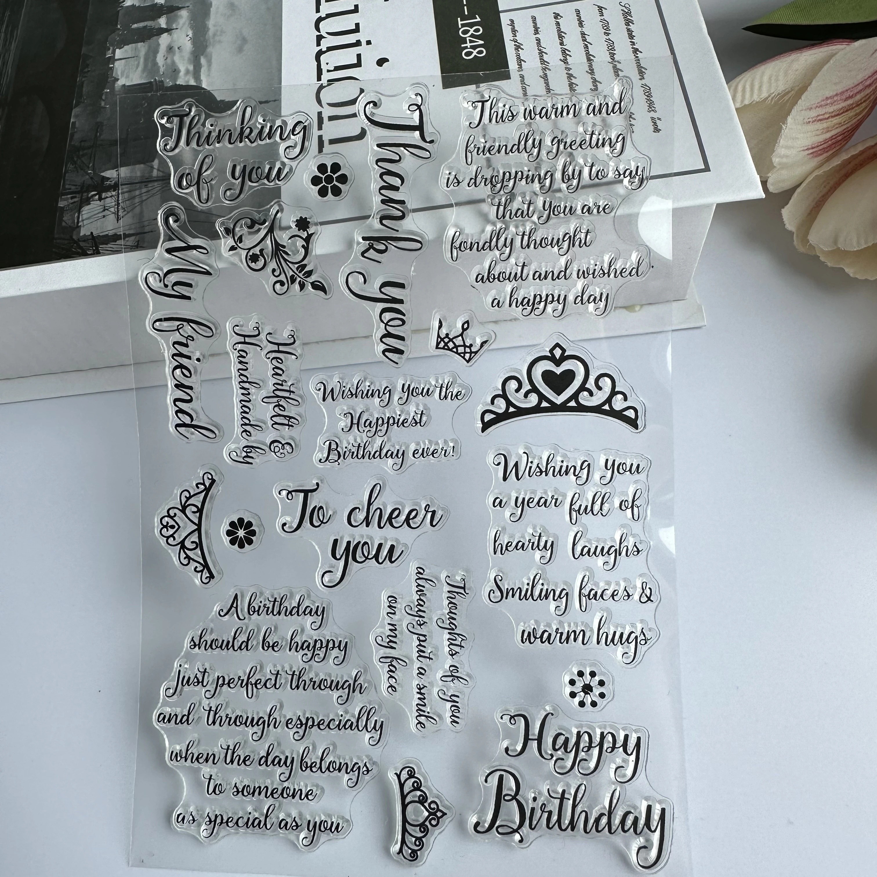 Sentiment Clear Stamp Journal Stamps Reusable Birthday - Temu