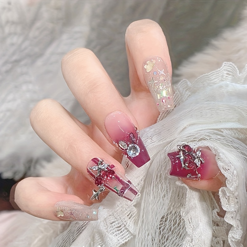 Cherry Pendant Rivet Rhinestones Nail Art Decoration