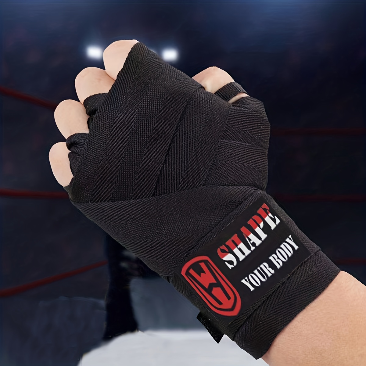 Vendas de boxeo, equipo de protección, envolturas de mano con cierre,  soporte elástico para manos y muñecas para Muay Thai Kickboxing,  entrenamiento