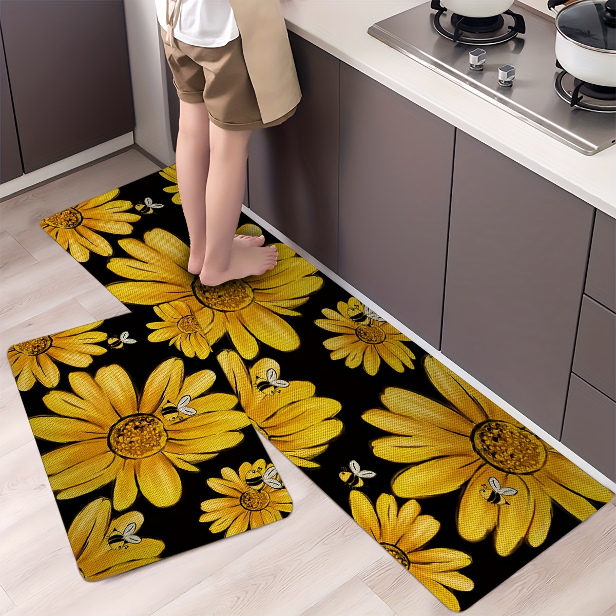 Non-slip Bath Mat For Bathroom, Vintage Water Absorbent Stain