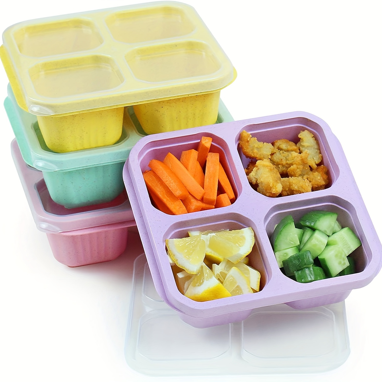 1pc Snack Containers, Divided Bento Snack Box, 4 Compartments