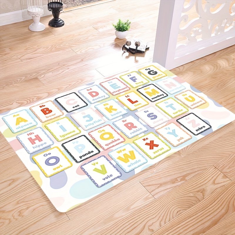 1pc Letter Graphic Anti-slip Bath Rug, Modern Polyester Bath Mat For  Bathroom