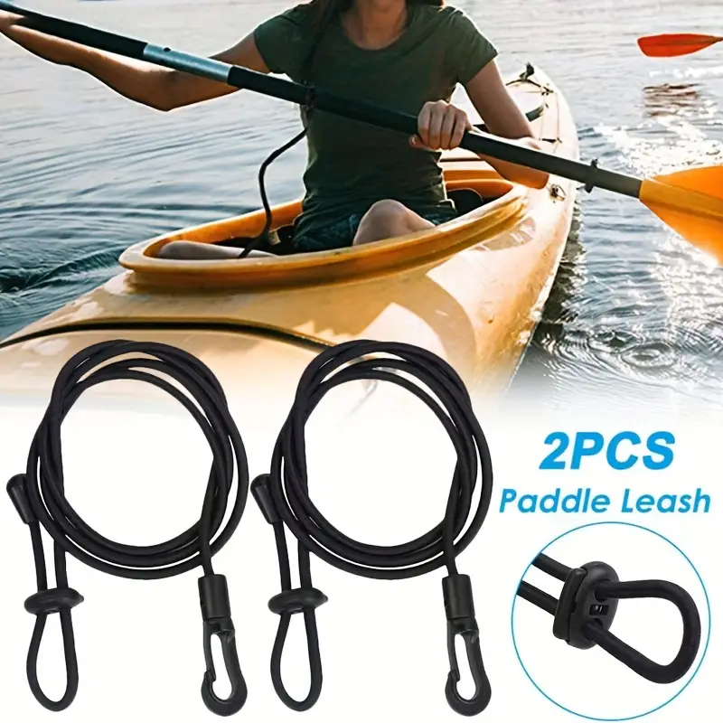 2 Pack Kayak Paddle Leash, Canoe Boat Safety Fishing Rod Holder Bungee  Shock Cord With Hook Tie Down Rope