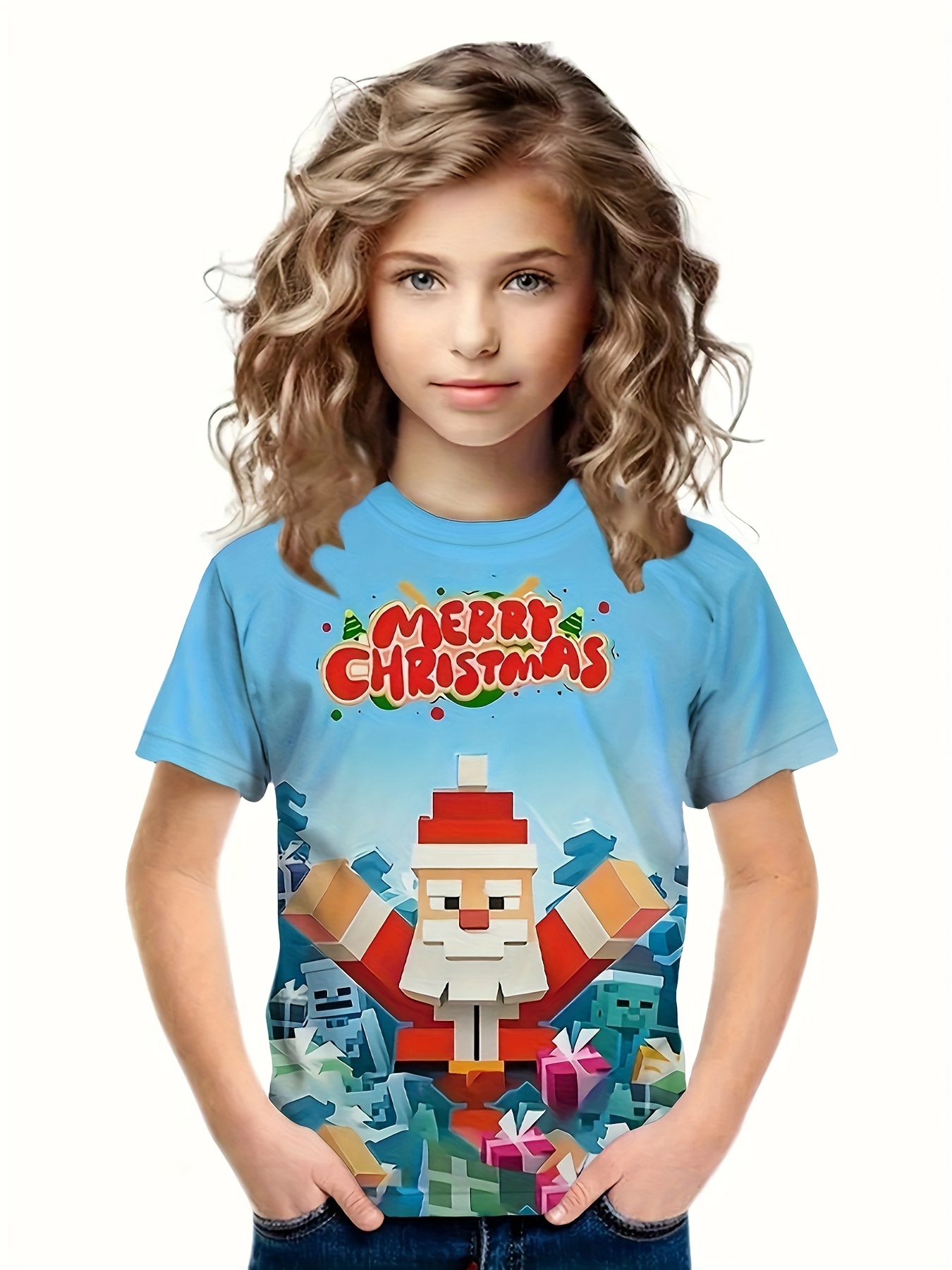T-Shirt de Noël Homme Manches Courtes 3D Motif Imprimé T-Shirt