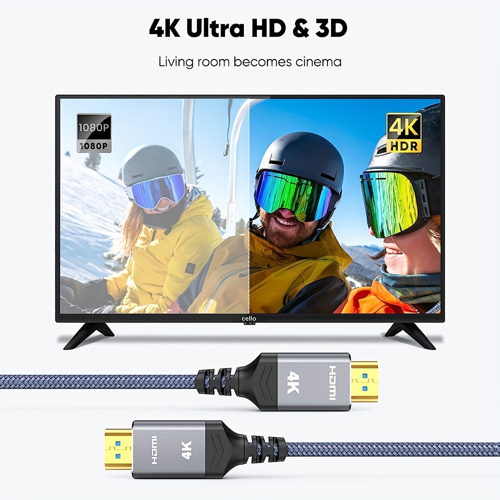 Highwings - Cable largo HDMI de 8 K a 60 Hz, 33 pies / 10 metros, 48 Gbps,  cable de nailon trenzado HDMI de ultra-alta velocidad, 48 Gbps, 4 K a