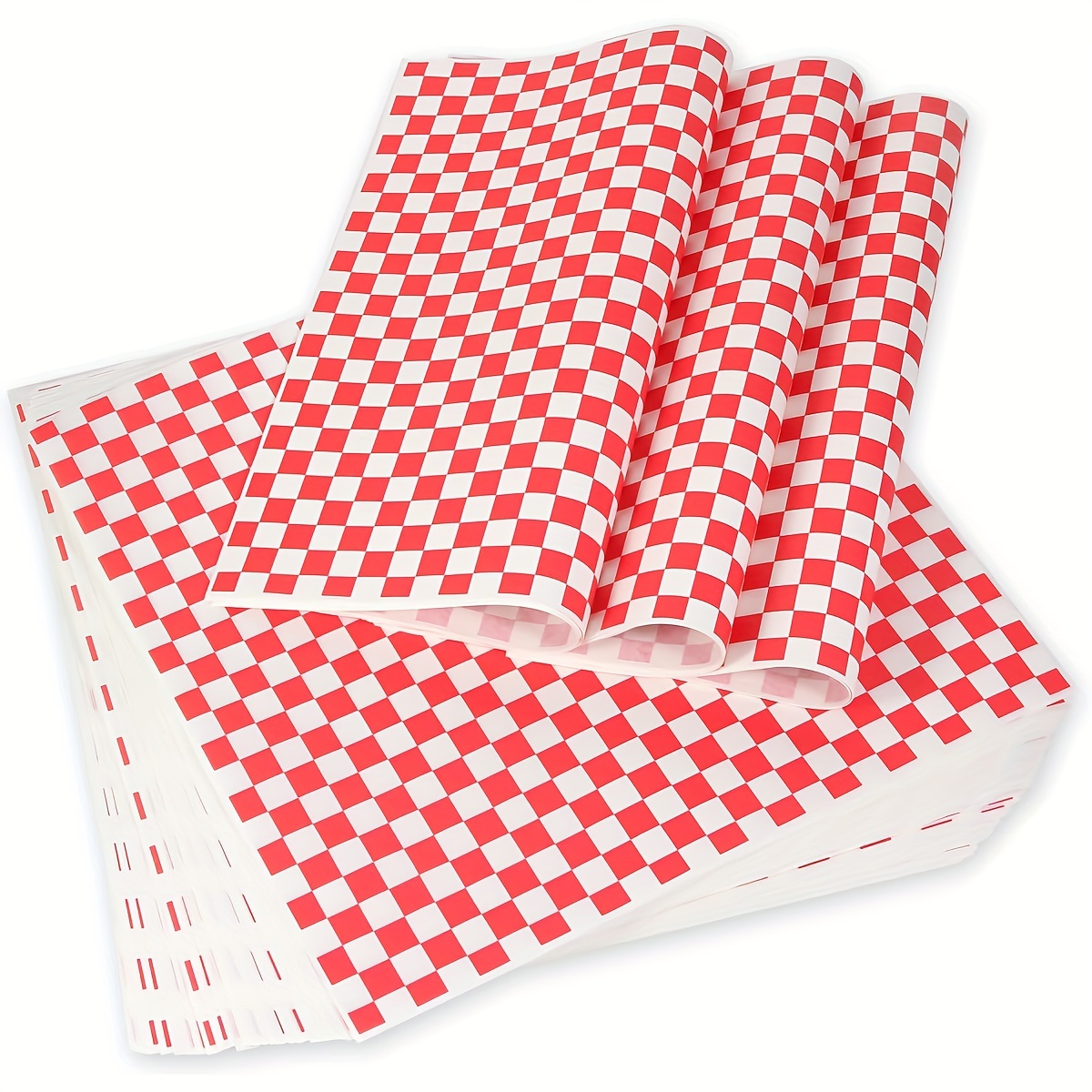 100 Pcs Waxed Deli Paper Sheets 12x12 Inch Checkered Food Ba