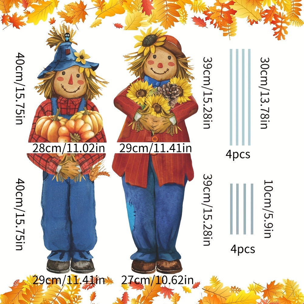 Decorations 2 PCS Thanksgiving Scarecrow Yard Signs with Stakes