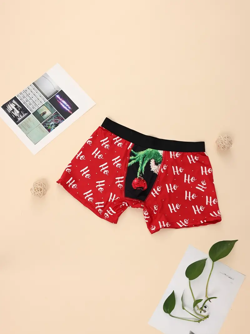 Men's Christmas Theme Novelty Boxers Briefs Sexy Breathable - Temu