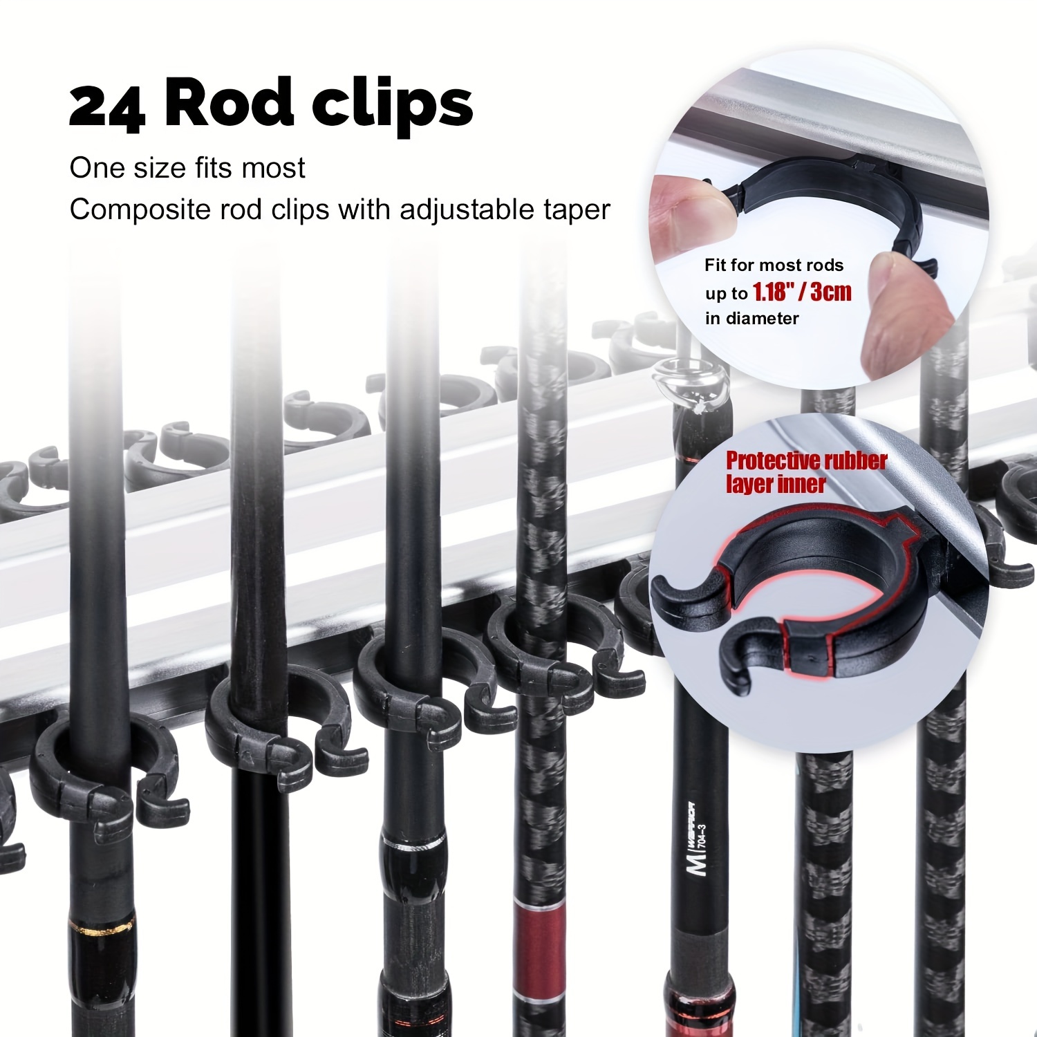 24-Slot Removable Fishing Rod Holder - Adjustable, Space-Saving Storage  Organizer for Home & Garage - Perfect Gift for Men!