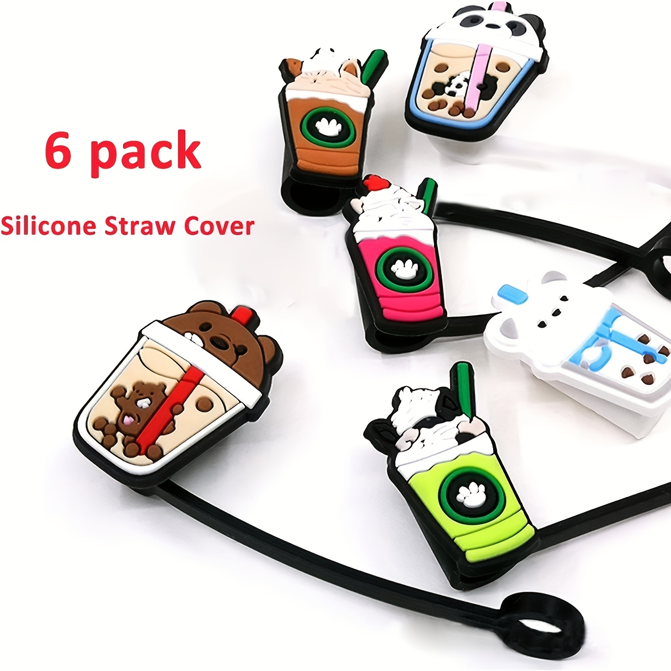 Straw Cover Coffee Patterns Straw Cover Cute Silicone - Temu